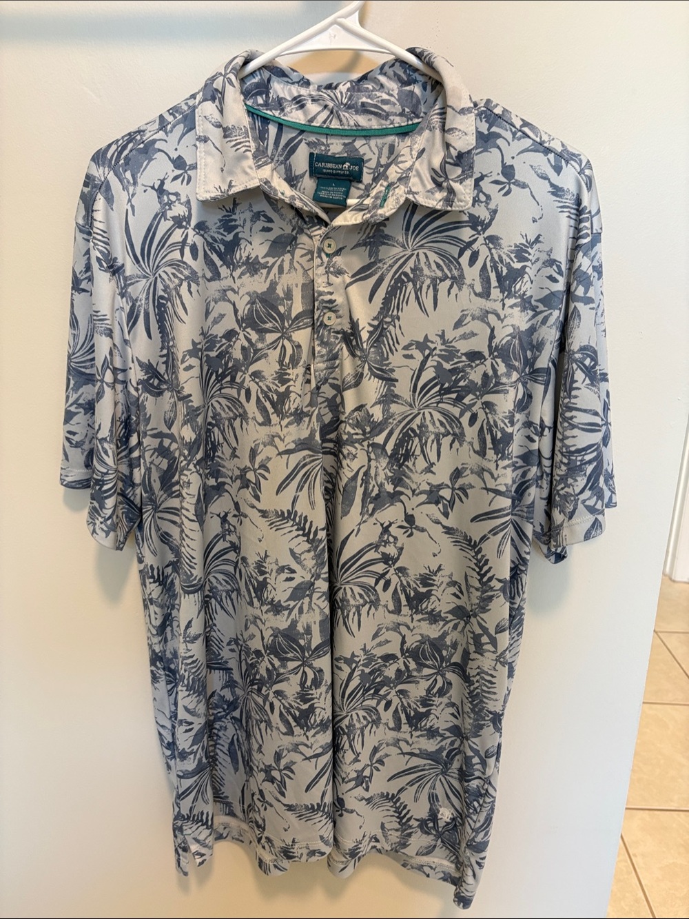 Tommy Bahama Polo Blue Tropical Print
